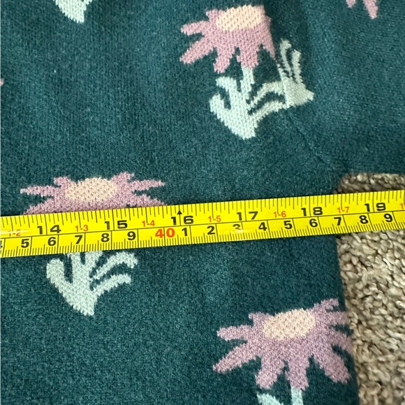 Compania Fantastica Jacquard Sweater Small Long Sleeve Daisy Floral turquoise - Picture 10 of 11